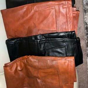 Brown and Black Leather Pants